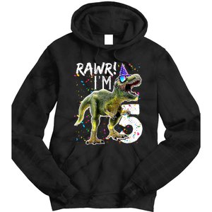 K.i.d.s Rawr I'm 5 5th Birthday Party T Rex Dinosaur Gift for b.o.y.s Tie Dye Hoodie