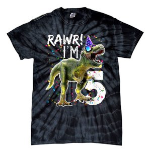 K.i.d.s Rawr I'm 5 5th Birthday Party T Rex Dinosaur Gift for b.o.y.s Tie-Dye T-Shirt