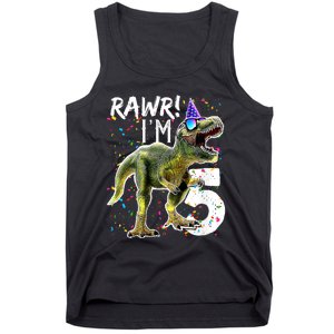 K.i.d.s Rawr I'm 5 5th Birthday Party T Rex Dinosaur Gift for b.o.y.s Tank Top