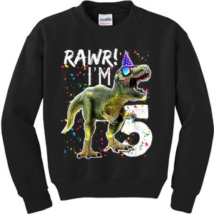 K.i.d.s Rawr I'm 5 5th Birthday Party T Rex Dinosaur Gift for b.o.y.s Kids Sweatshirt