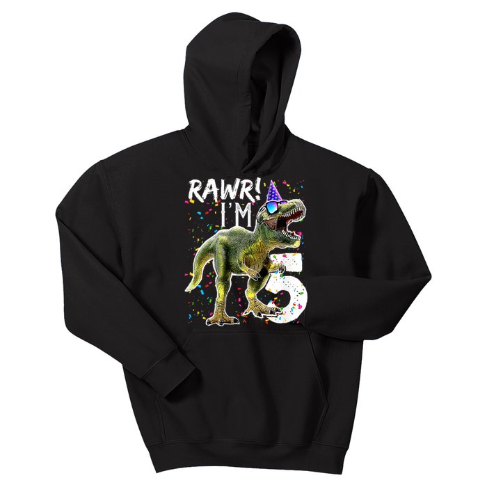 K.i.d.s Rawr I'm 5 5th Birthday Party T Rex Dinosaur Gift for b.o.y.s Kids Hoodie