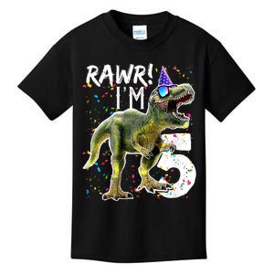 K.i.d.s Rawr I'm 5 5th Birthday Party T Rex Dinosaur Gift for b.o.y.s Kids T-Shirt