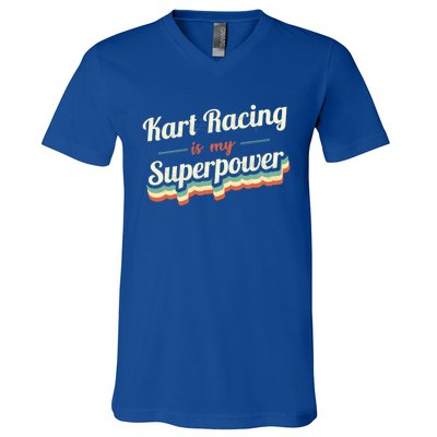 Kart Racing Is My Superpower Funny Gift Kart Racing Vintage Gift V-Neck T-Shirt