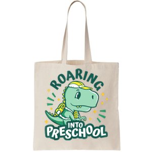 Kids Roaring Into Preschool Dinosaur T Rex Back To School Tote Bag