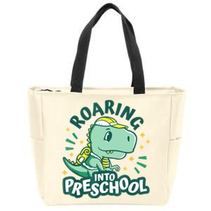 Kids Roaring Into Preschool Dinosaur T Rex Back To School Zip Tote Bag