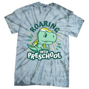 Kids Roaring Into Preschool Dinosaur T Rex Back To School Tie-Dye T-Shirt