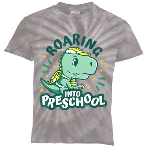 Kids Roaring Into Preschool Dinosaur T Rex Back To School Kids Tie-Dye T-Shirt