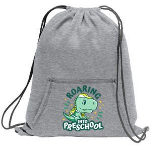 Kids Roaring Into Preschool Dinosaur T Rex Back To School Sweatshirt Cinch Pack Bag