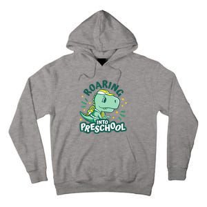 Kids Roaring Into Preschool Dinosaur T Rex Back To School Tall Hoodie