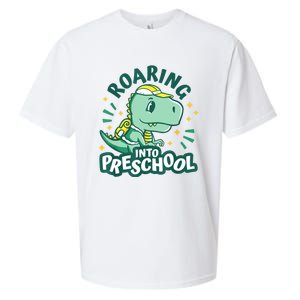 Kids Roaring Into Preschool Dinosaur T Rex Back To School Sueded Cloud Jersey T-Shirt