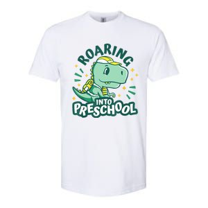 Kids Roaring Into Preschool Dinosaur T Rex Back To School Softstyle CVC T-Shirt