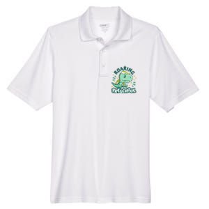 Kids Roaring Into Preschool Dinosaur T Rex Back To School Men's Origin Performance Pique Polo