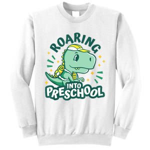 Kids Roaring Into Preschool Dinosaur T Rex Back To School Sweatshirt