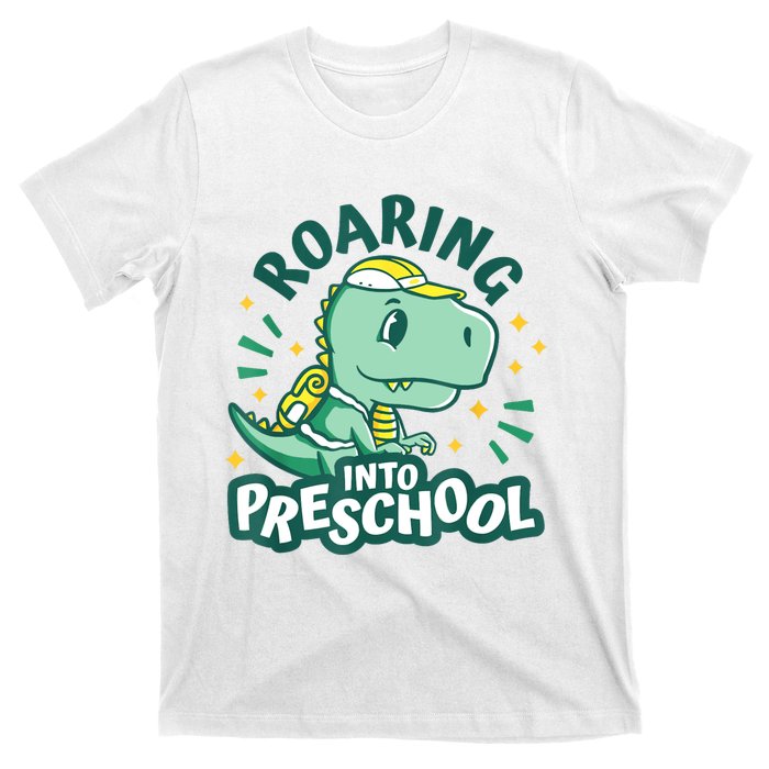 Kids Roaring Into Preschool Dinosaur T Rex Back To School T-Shirt