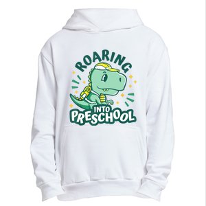 Kids Roaring Into Preschool Dinosaur T Rex Back To School Urban Pullover Hoodie