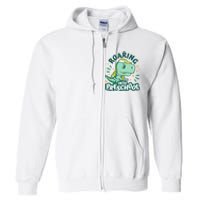 Kids Roaring Into Preschool Dinosaur T Rex Back To School Full Zip Hoodie