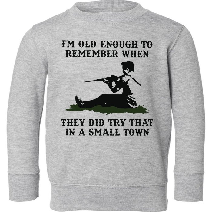 Kyle Rittenhouse Im Old Enough To Remember When They Did Try That In A Town Toddler Sweatshirt
