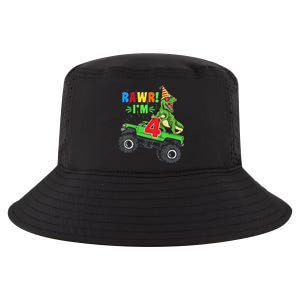 Kid Rawr Im 4 Dinosaur T Rex Monster Truck 4th Birthday boy Cool Comfort Performance Bucket Hat