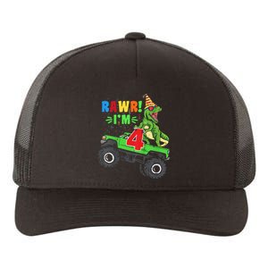 Kid Rawr Im 4 Dinosaur T Rex Monster Truck 4th Birthday boy Yupoong Adult 5-Panel Trucker Hat