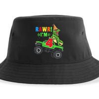 Kid Rawr Im 4 Dinosaur T Rex Monster Truck 4th Birthday boy Sustainable Bucket Hat