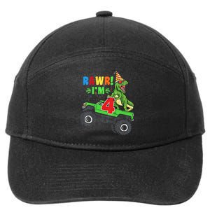 Kid Rawr Im 4 Dinosaur T Rex Monster Truck 4th Birthday boy 7-Panel Snapback Hat