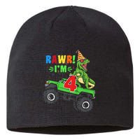 Kid Rawr Im 4 Dinosaur T Rex Monster Truck 4th Birthday boy Sustainable Beanie