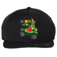 Kid Rawr Im 4 Dinosaur T Rex Monster Truck 4th Birthday boy Wool Snapback Cap