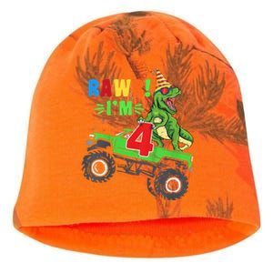 Kid Rawr Im 4 Dinosaur T Rex Monster Truck 4th Birthday boy Kati - Camo Knit Beanie