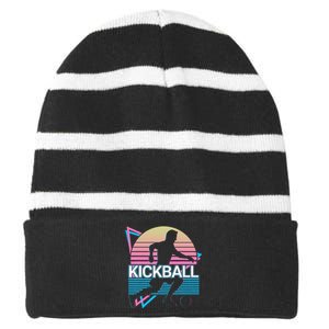 Kickball Retro Striped Beanie with Solid Band