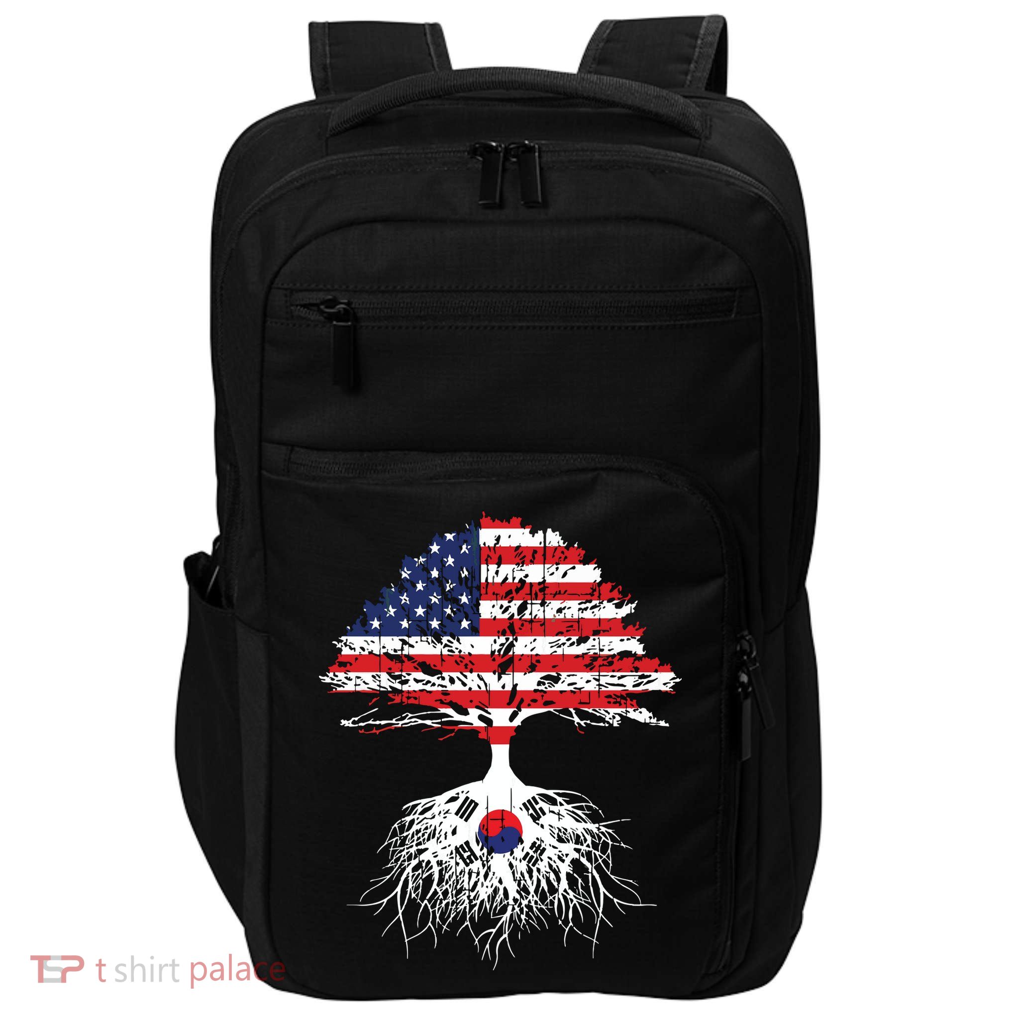 Korean Roots Korean American Korea Flag Men Women Impact Tech Backpack