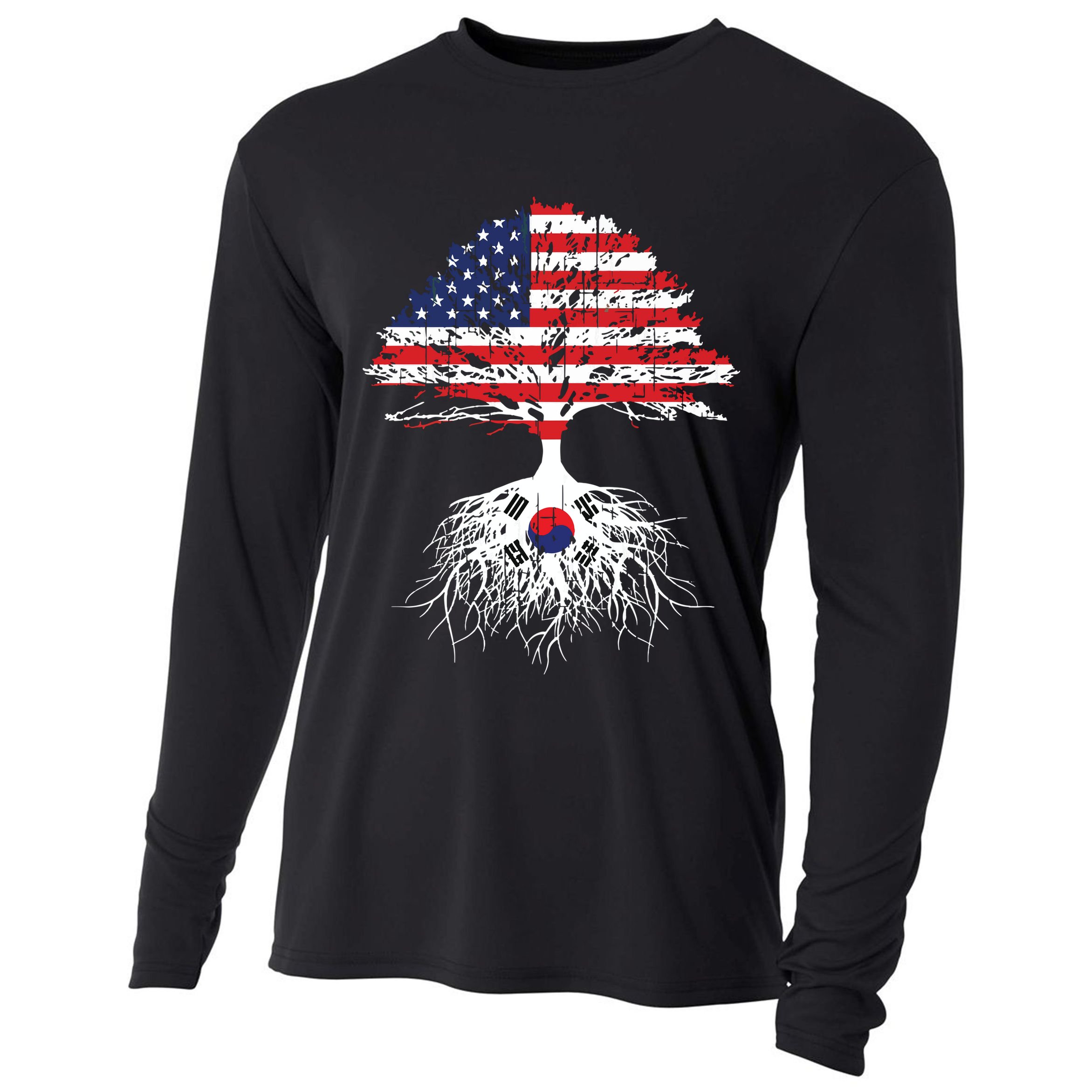 Korean Roots Korean American Korea Flag Men Women Cooling Performance Long Sleeve Crew