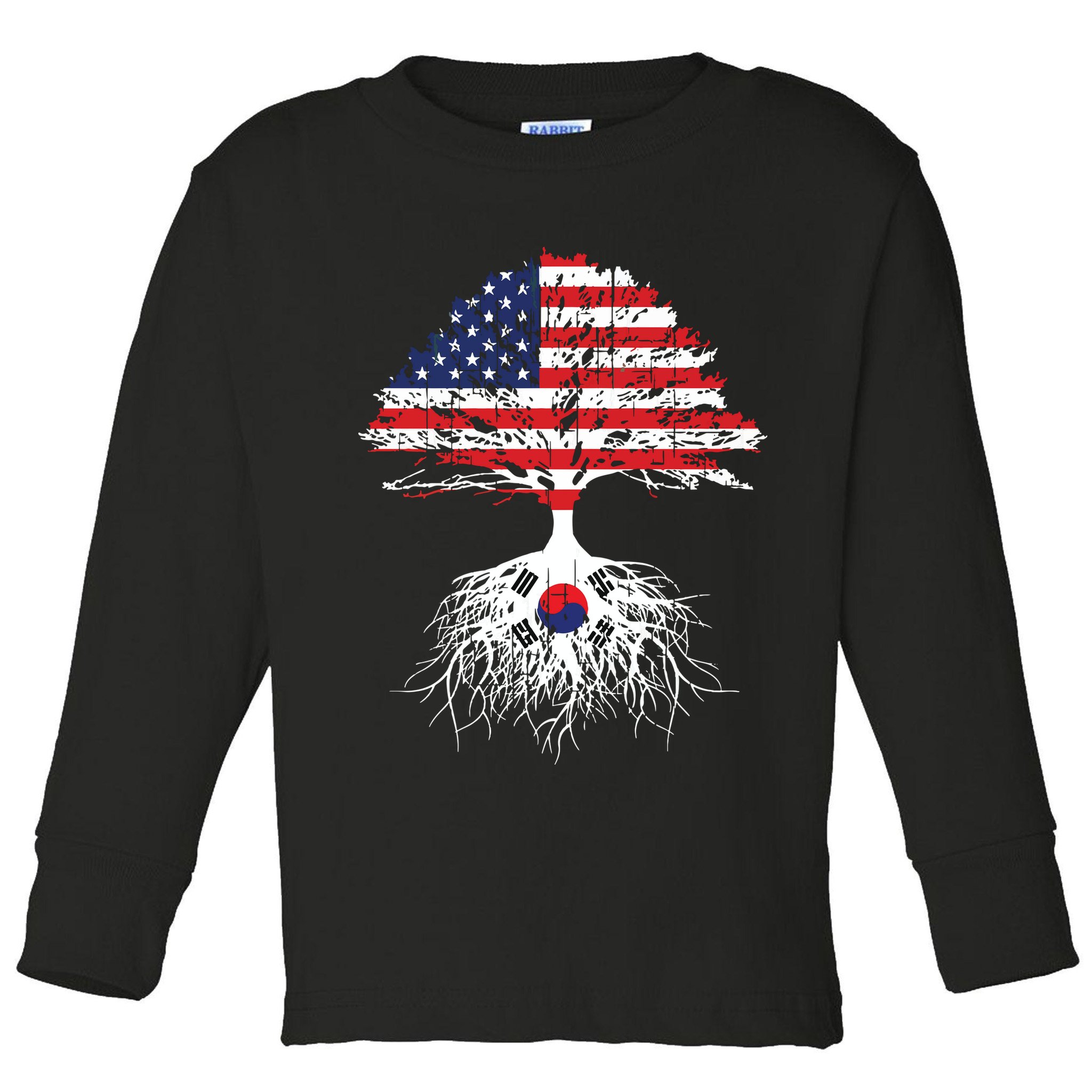 Korean Roots Korean American Korea Flag Men Women Toddler Long Sleeve Shirt