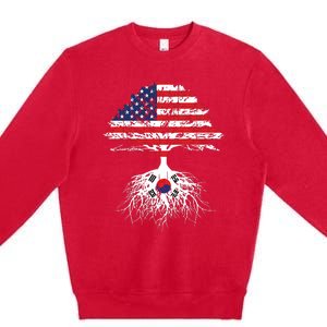 Korean Roots Korean American Korea Flag Men Women Premium Crewneck Sweatshirt