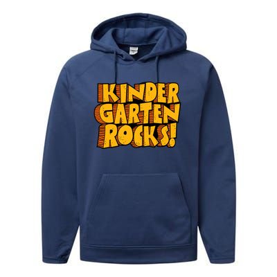 Kindergarten Rocks Kindergarten Teacher Back To School Kindergarten Performance Fleece Hoodie