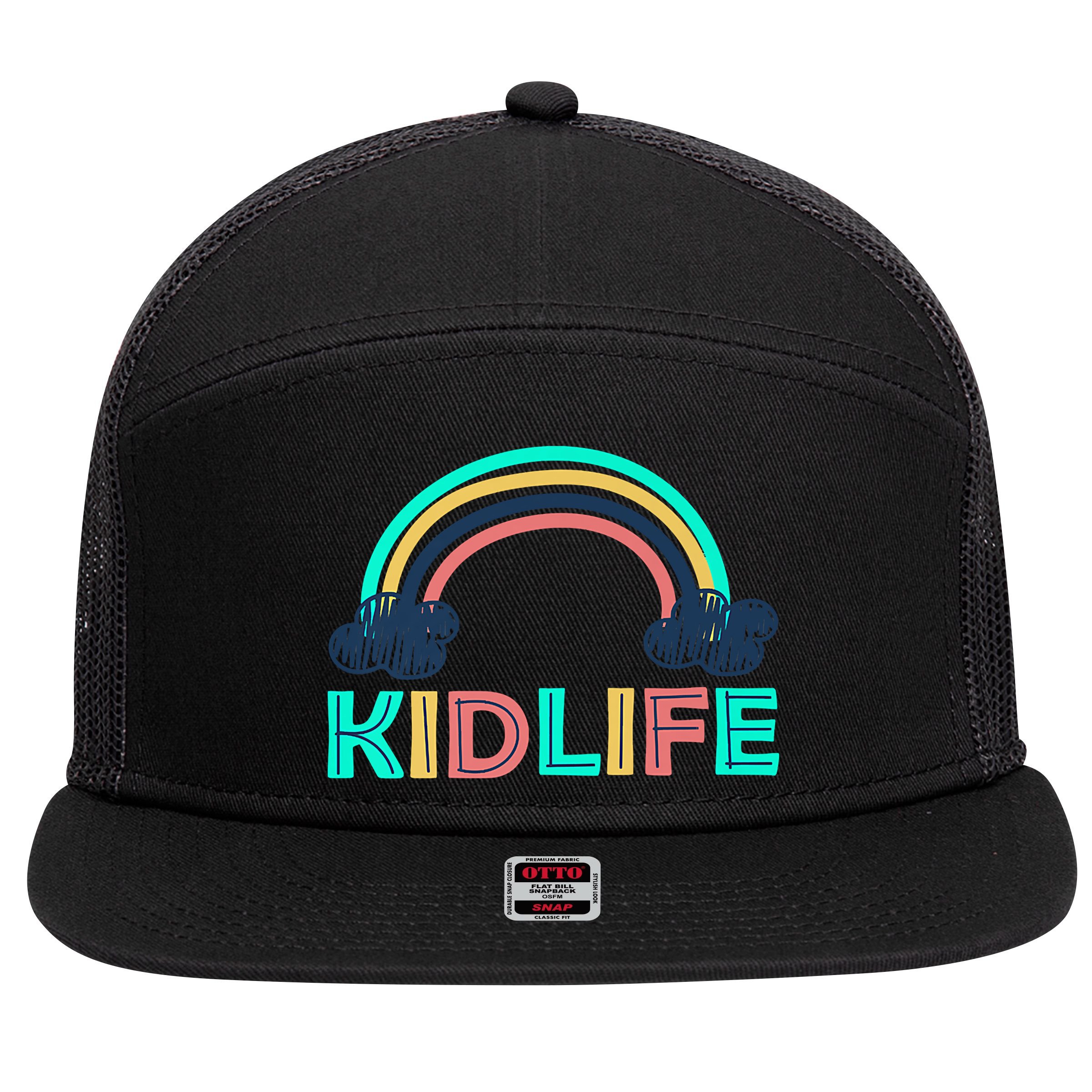 KIDLIFE Rainbow Logo 7 Panel Mesh Trucker Snapback Hat
