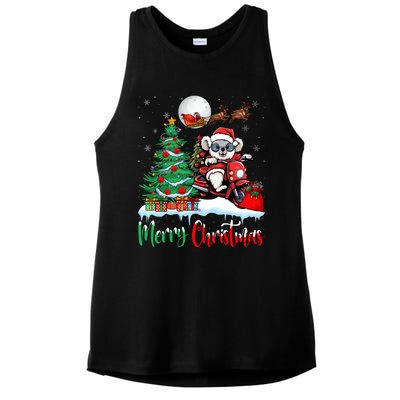 Koala Riding Motorcycle Xmas Santa Hat Merry Christmas Koala Gift Ladies PosiCharge Tri-Blend Wicking Tank