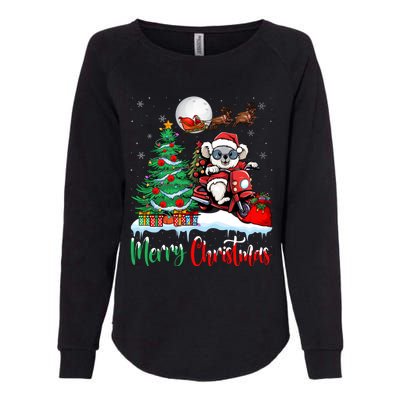 Koala Riding Motorcycle Xmas Santa Hat Merry Christmas Koala Gift Womens California Wash Sweatshirt