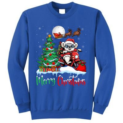 Koala Riding Motorcycle Xmas Santa Hat Merry Christmas Koala Gift Sweatshirt