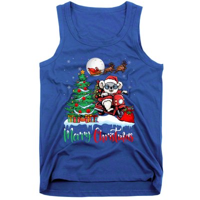 Koala Riding Motorcycle Xmas Santa Hat Merry Christmas Koala Gift Tank Top