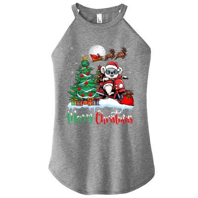 Koala Riding Motorcycle Xmas Santa Hat Merry Christmas Koala Gift Women’s Perfect Tri Rocker Tank