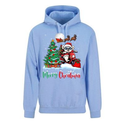 Koala Riding Motorcycle Xmas Santa Hat Merry Christmas Koala Gift Unisex Surf Hoodie