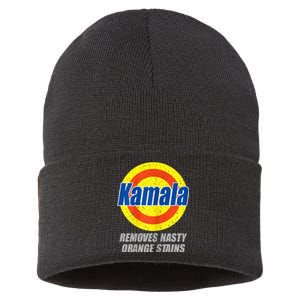 Kamala Removes Nasty Orange Stains Democrat President 2024 Sustainable Knit Beanie