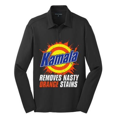 Kamala Removes Nasty Orange Stains Kamala Harris Funny 2024 Silk Touch Performance Long Sleeve Polo