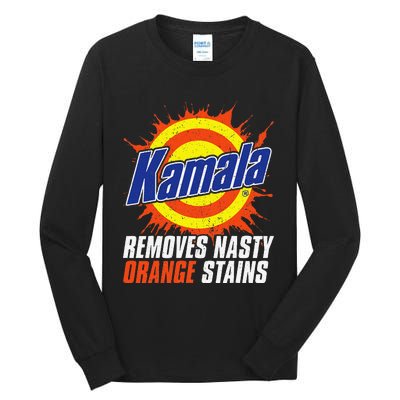 Kamala Removes Nasty Orange Stains Kamala Harris Funny 2024 Tall Long Sleeve T-Shirt