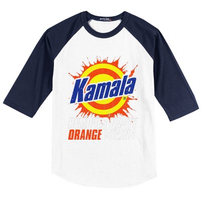 Kamala Removes Nasty Orange Stains Kamala Harris Funny 2024 Baseball Sleeve Shirt