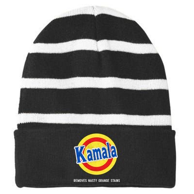 Kamala Removes Nasty Orange Stains Funny Striped Beanie with Solid Band