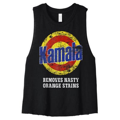 Kamala Removes Nasty Orange Stains Women's Racerback Cropped Tank