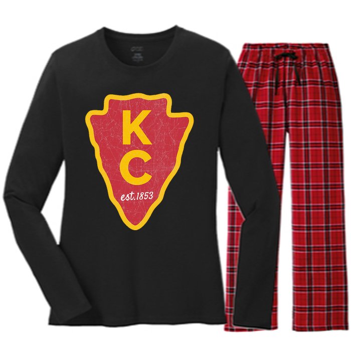 Kc Red Original Red Kansas City Women's Long Sleeve Flannel Pajama Set 