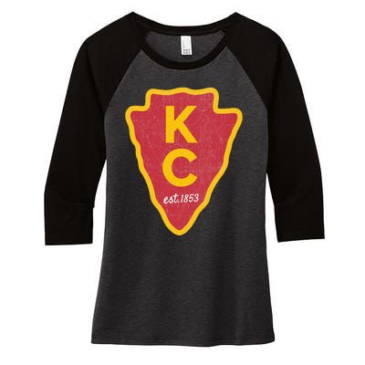 Kc Red Original Red Kansas City Women's Tri-Blend 3/4-Sleeve Raglan Shirt