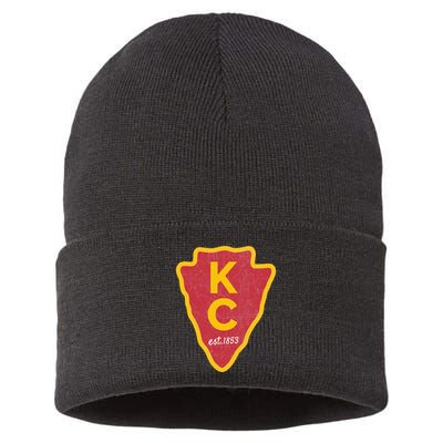 Kc Red Original Red Kansas City Kc Unique Est 1853 Kc Local Sustainable Knit Beanie